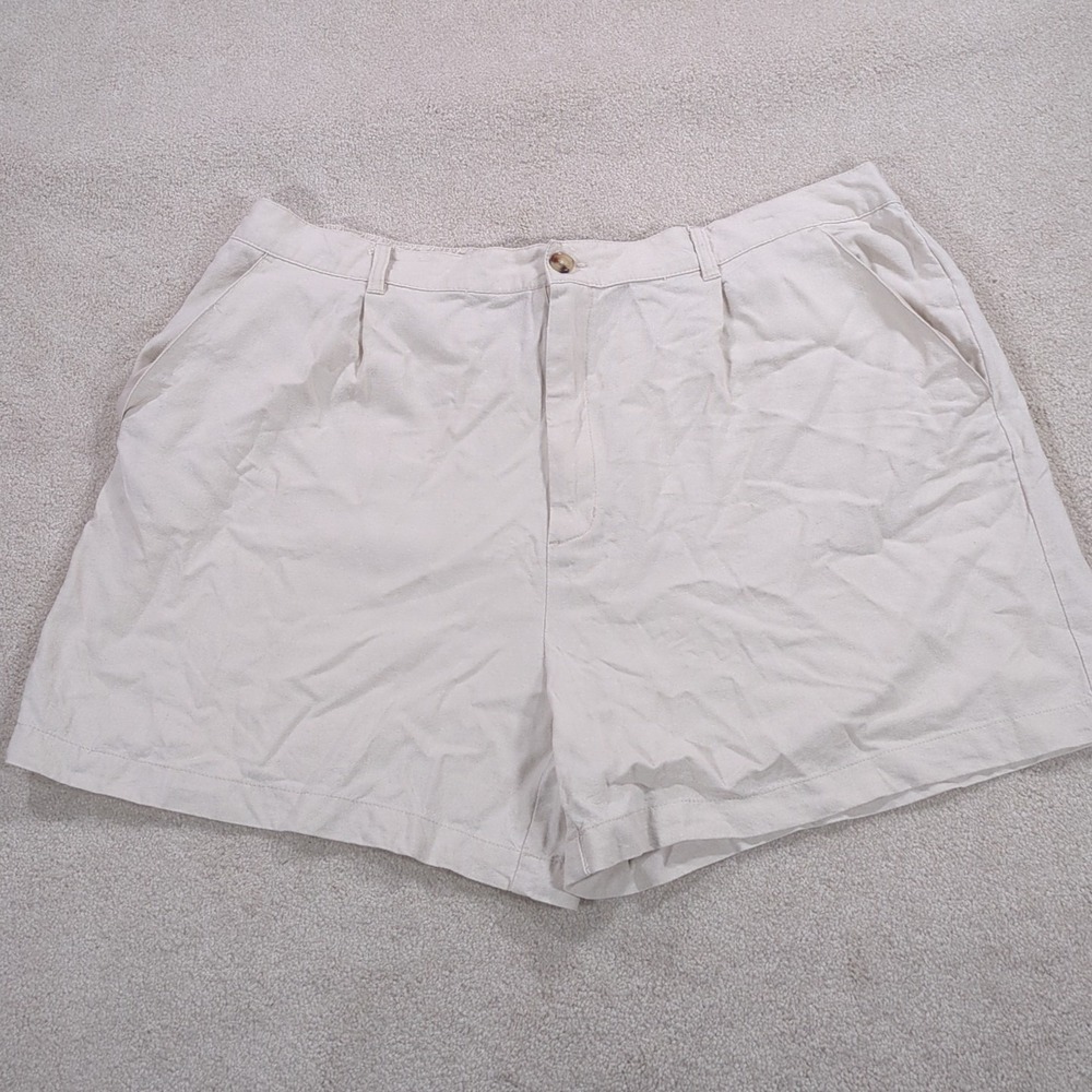 Time And Tru Linen Shorts Women's Size XXL 20 Papyrus Beige Stretch Button